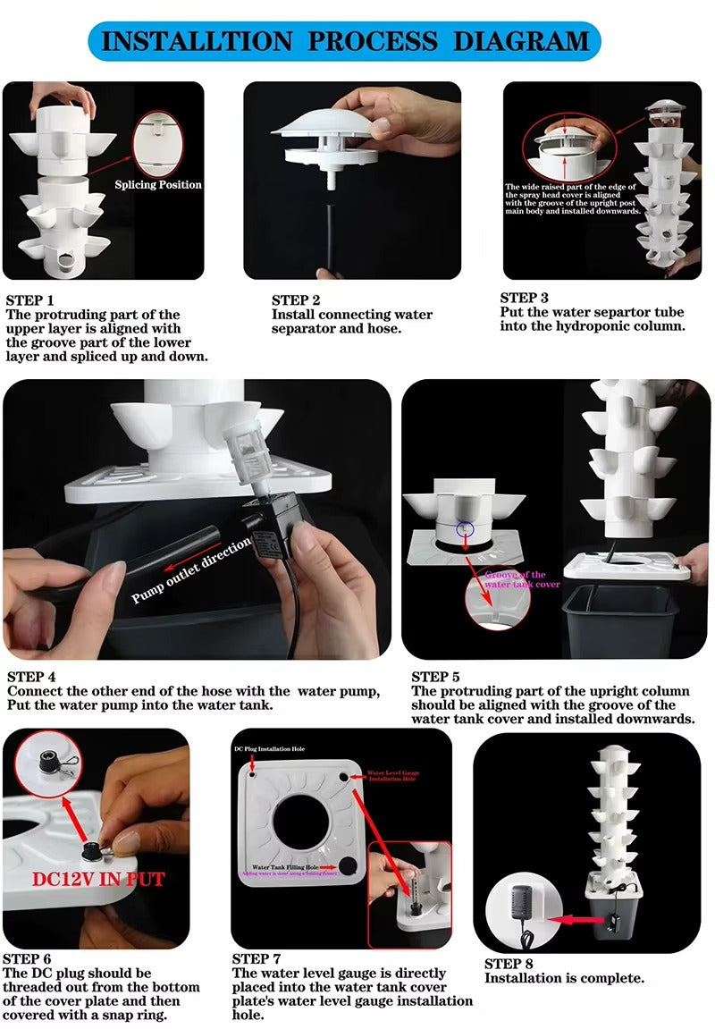 Hydroponic Vertical Tower, Veggie/Herb Planter